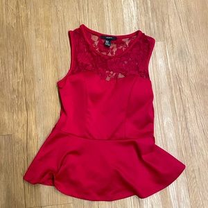 Red peplum tank